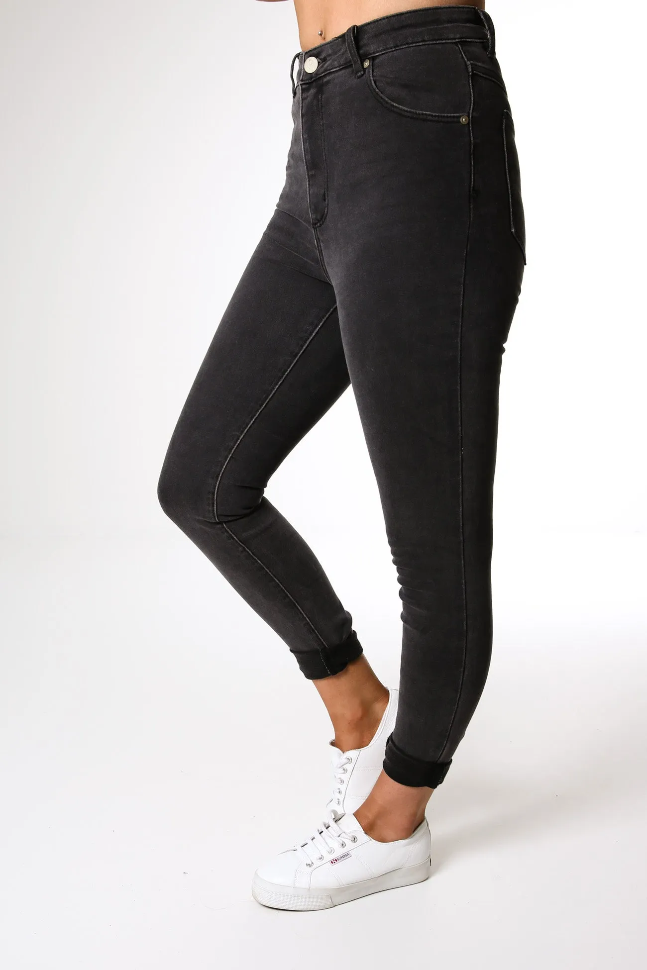 A High Skinny Ankle Basher Jean Graphite