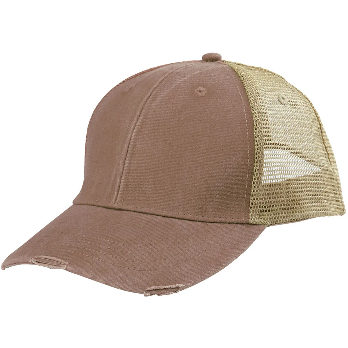 Adams Men's Miss Mud/Tan 6-Panel Pigment-Dyed Distressed Trucker Cap