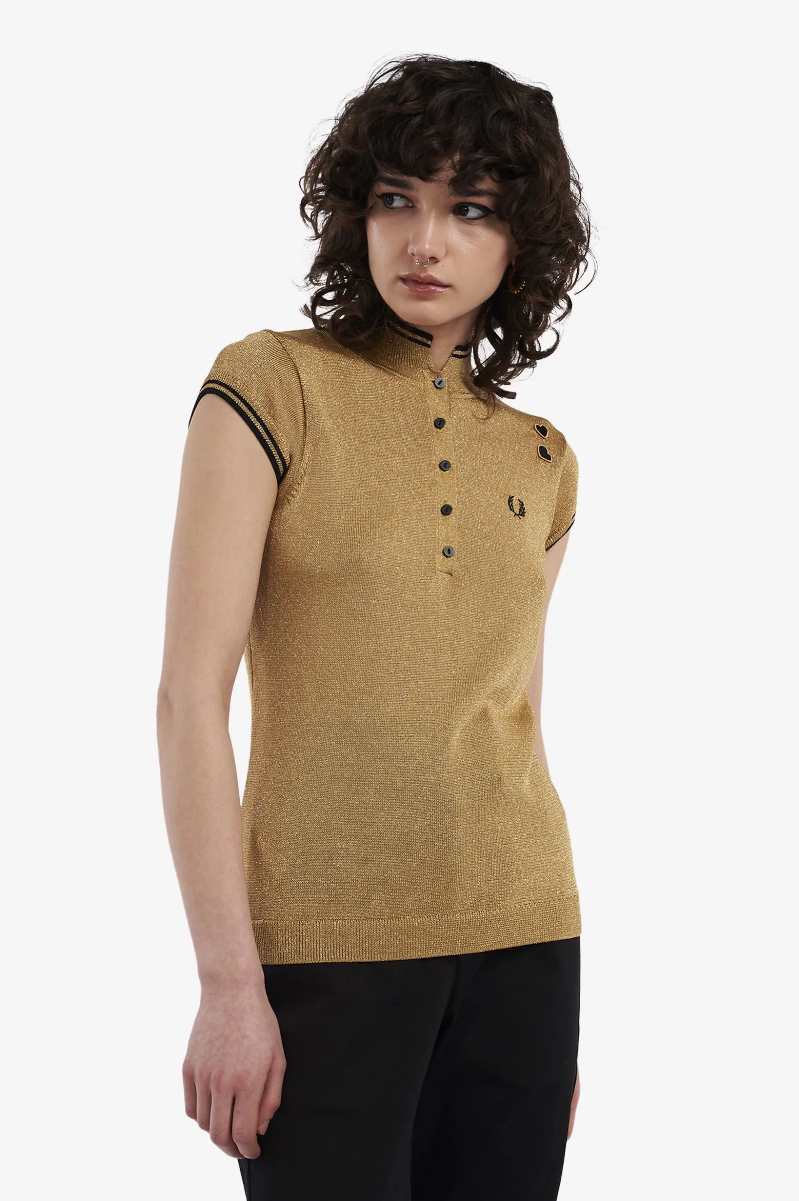 Amy Winehouse Gold Metallic Knitted Shirt