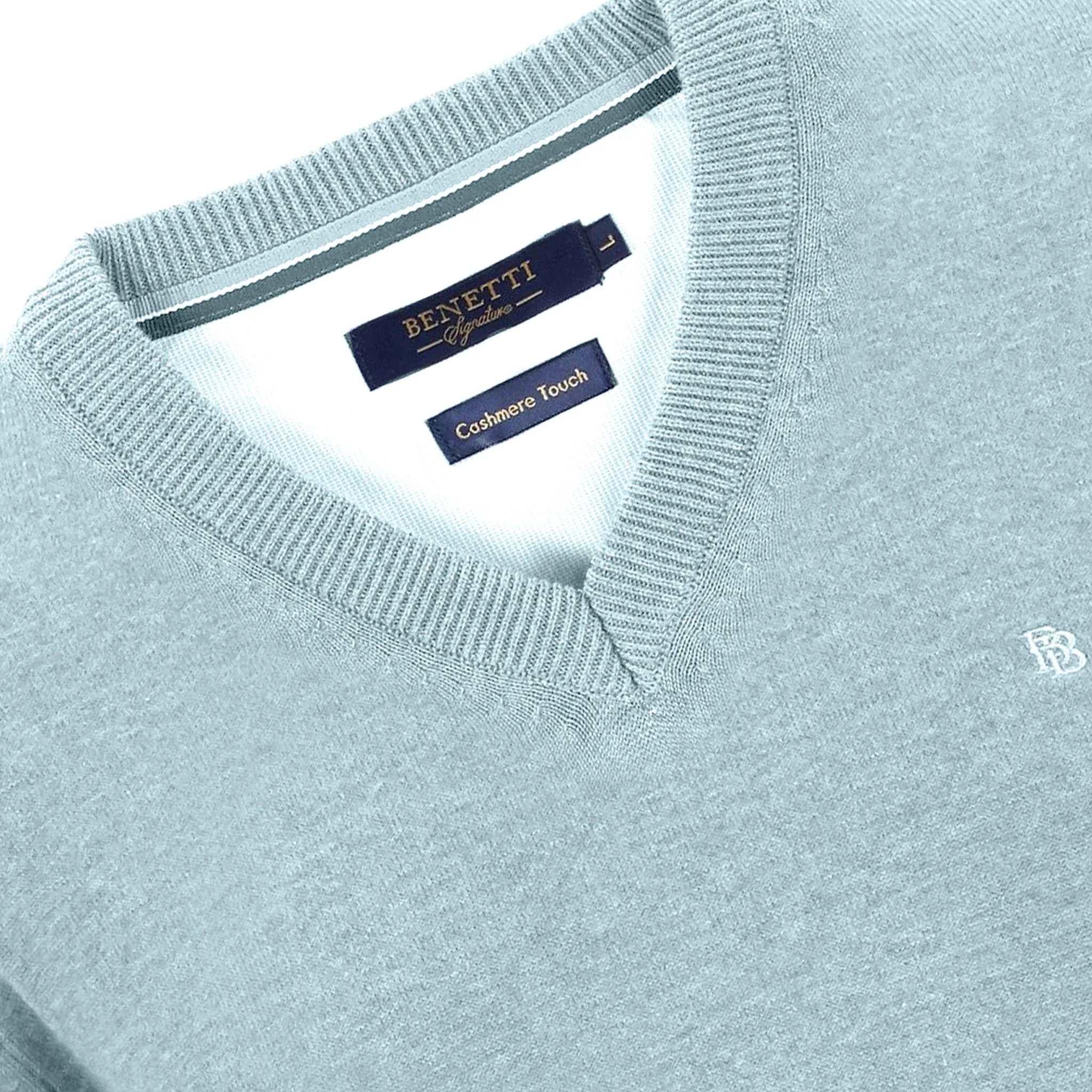 Benetti 100% Cotton V-Neck Knitwear - Ice