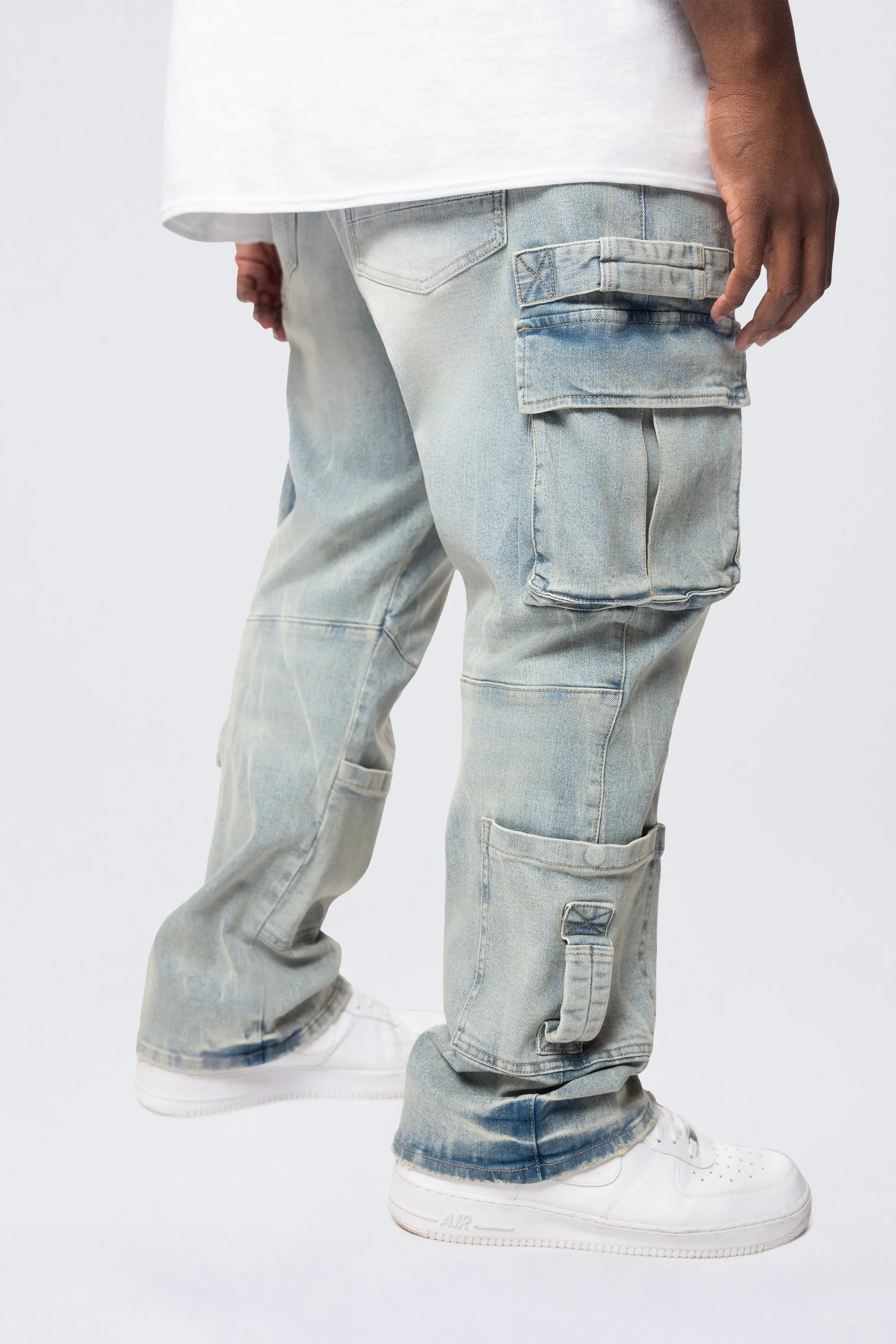 Big and Tall - Cargo Strap Jeans - Seville Blue