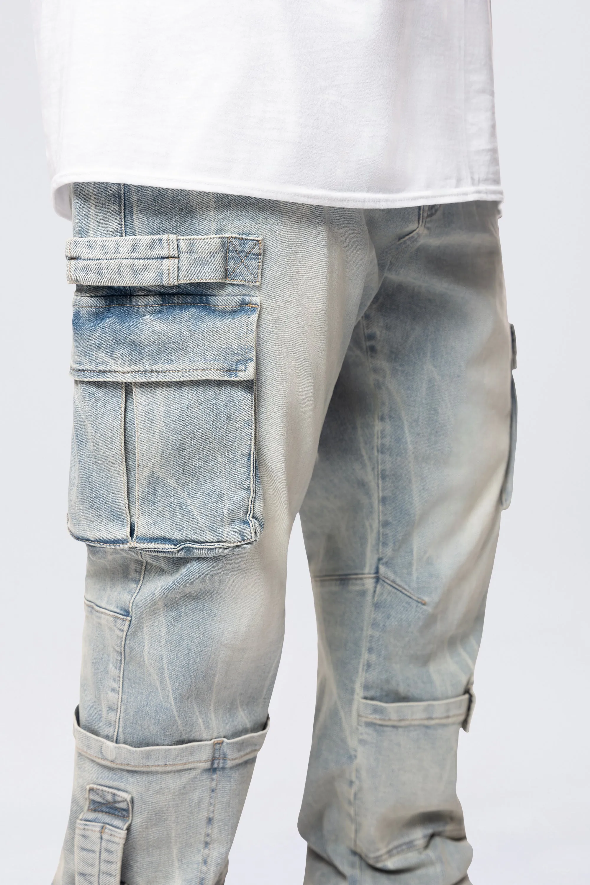 Big and Tall - Cargo Strap Jeans - Seville Blue