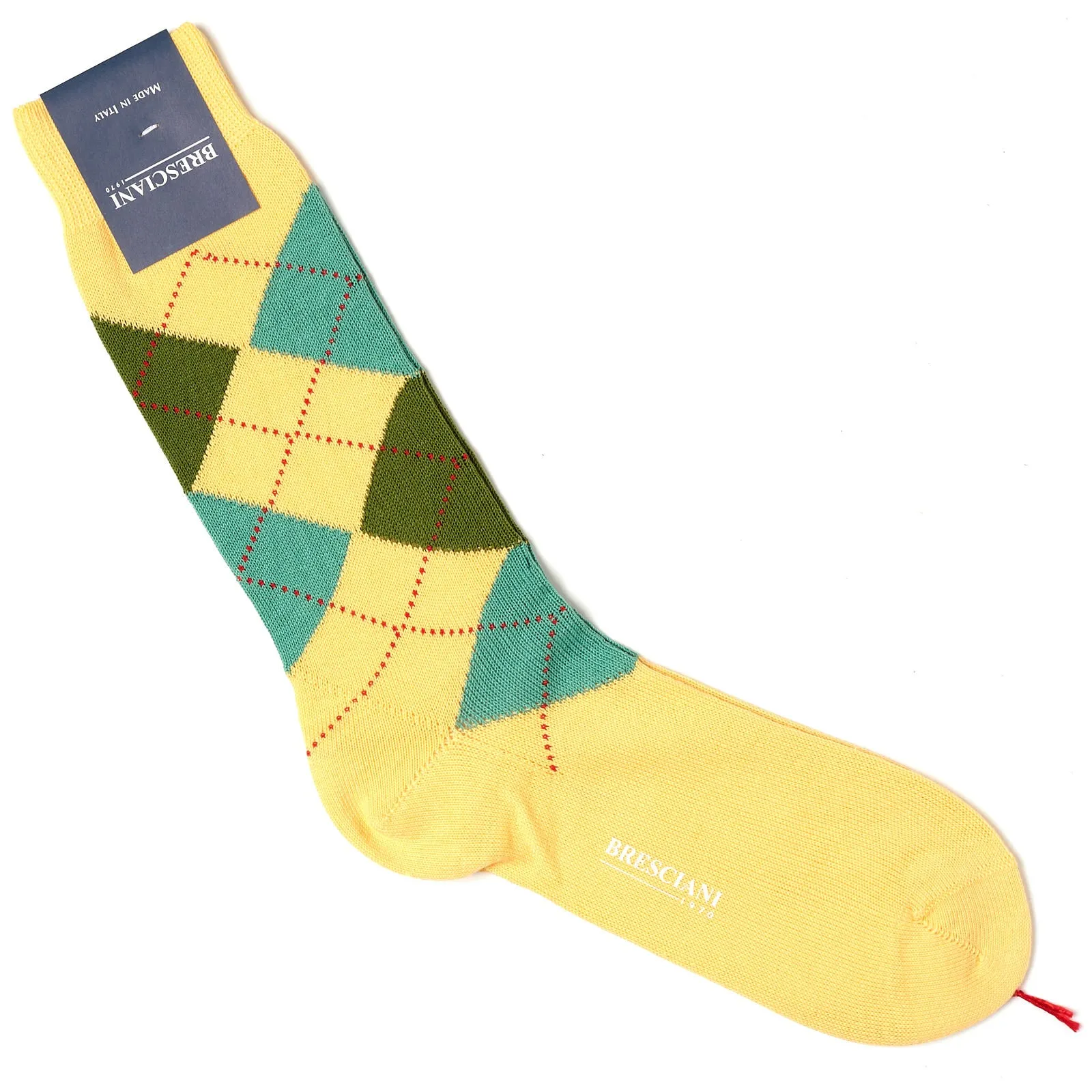 BRESCIANI Cotton Argyle Design Mid Calf Length Socks M-L