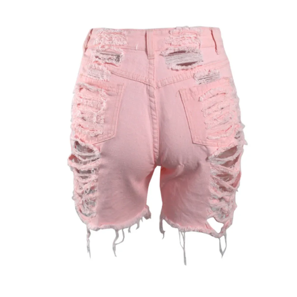 Broken Hole Skinny Super Jean Shorts