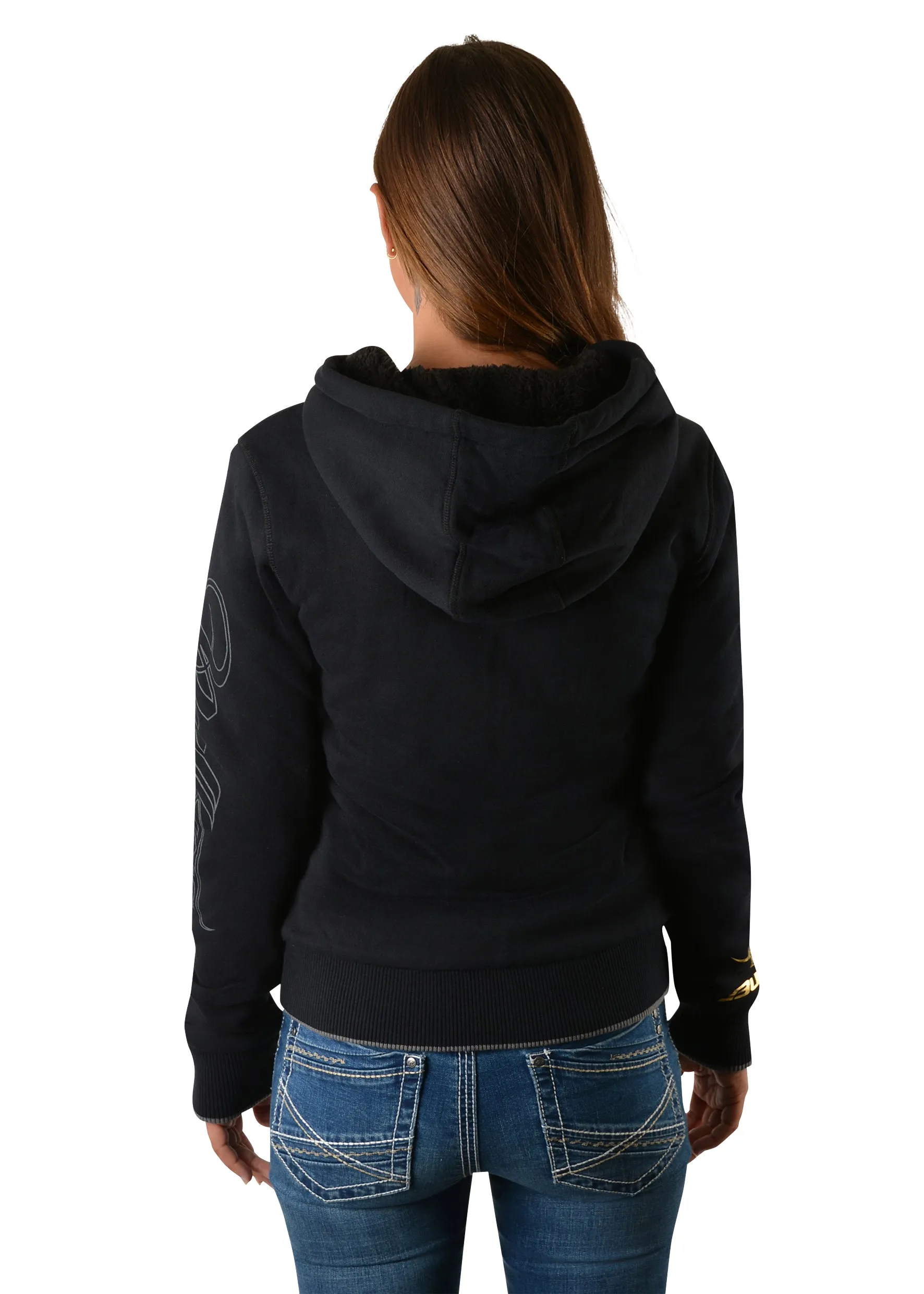 Bullzye Ladies Free Spirit Zip Hoodie - Black - B2W2701147- On Sale