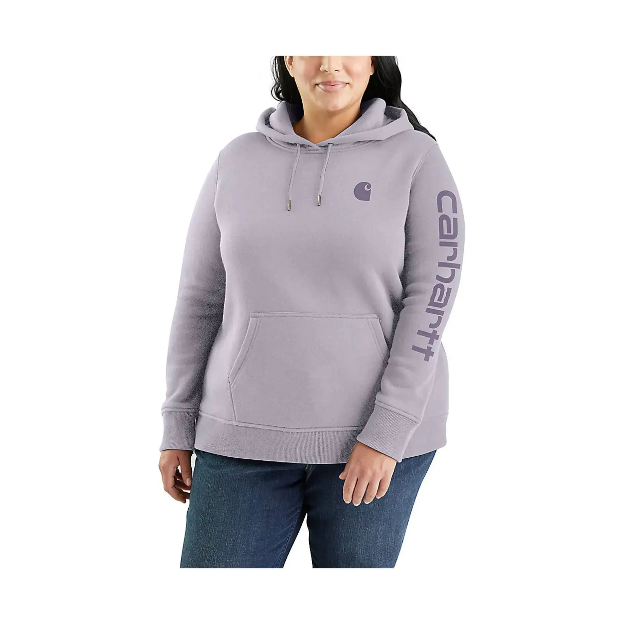 Carhartt Women's Relaxed Fit Midweight Logo Sleeve Graphic Sweatshirt - Lilac Haze