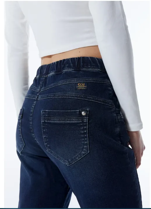 Womens Mid-Waist Jogger Jeans in Dark Denim - Cup of Joe Ella Collection