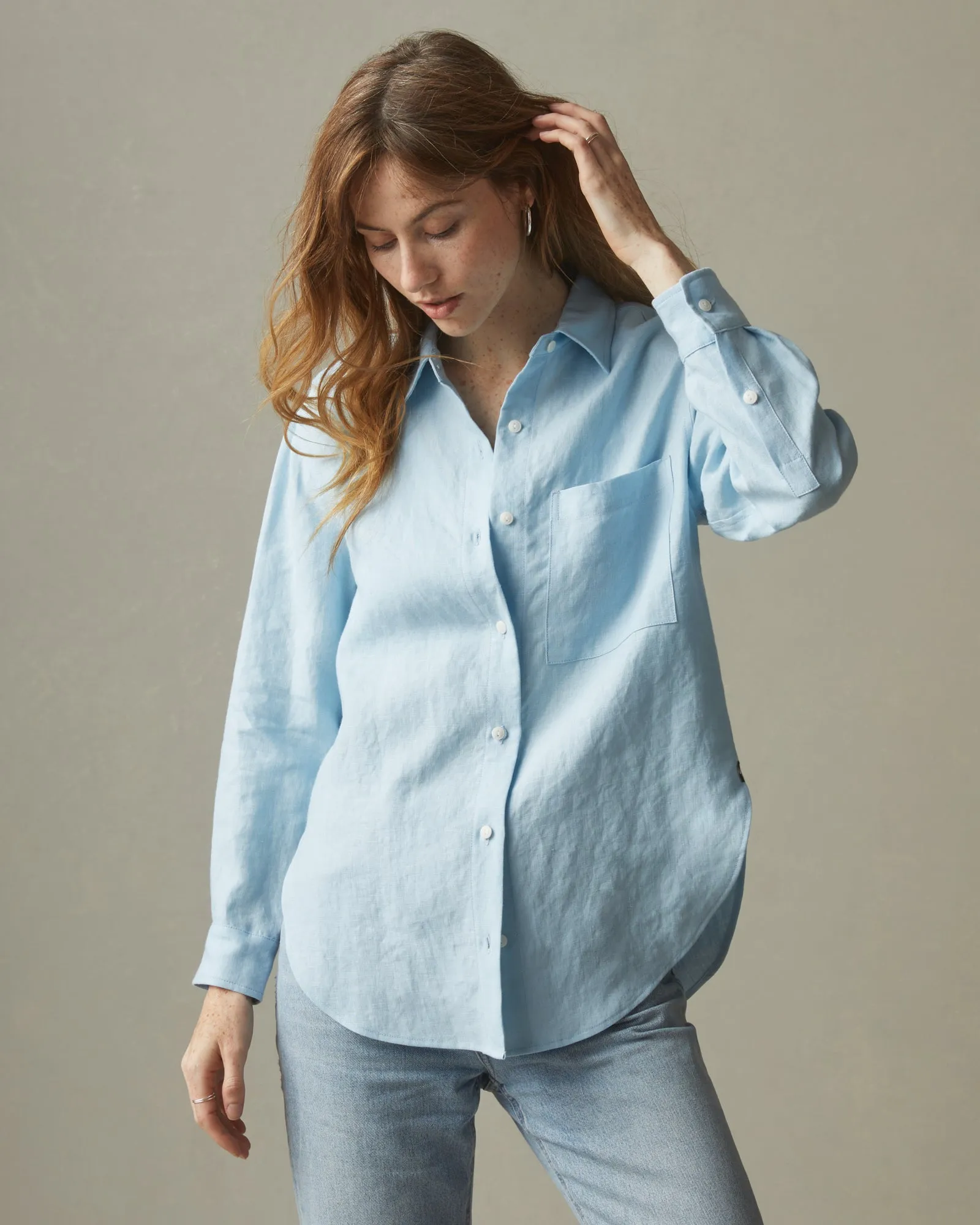 Easy Linen Long Sleeve Shirt - Dream Blue