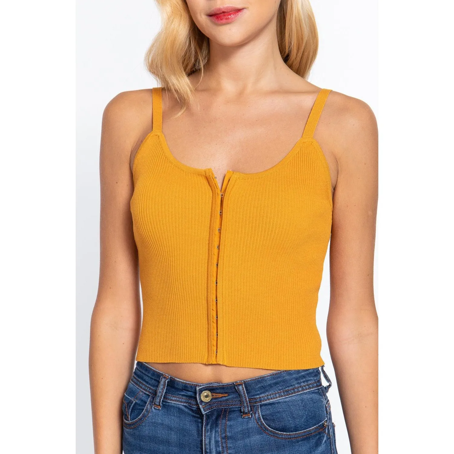 Front Closure With Hooks Sweater Cami Top