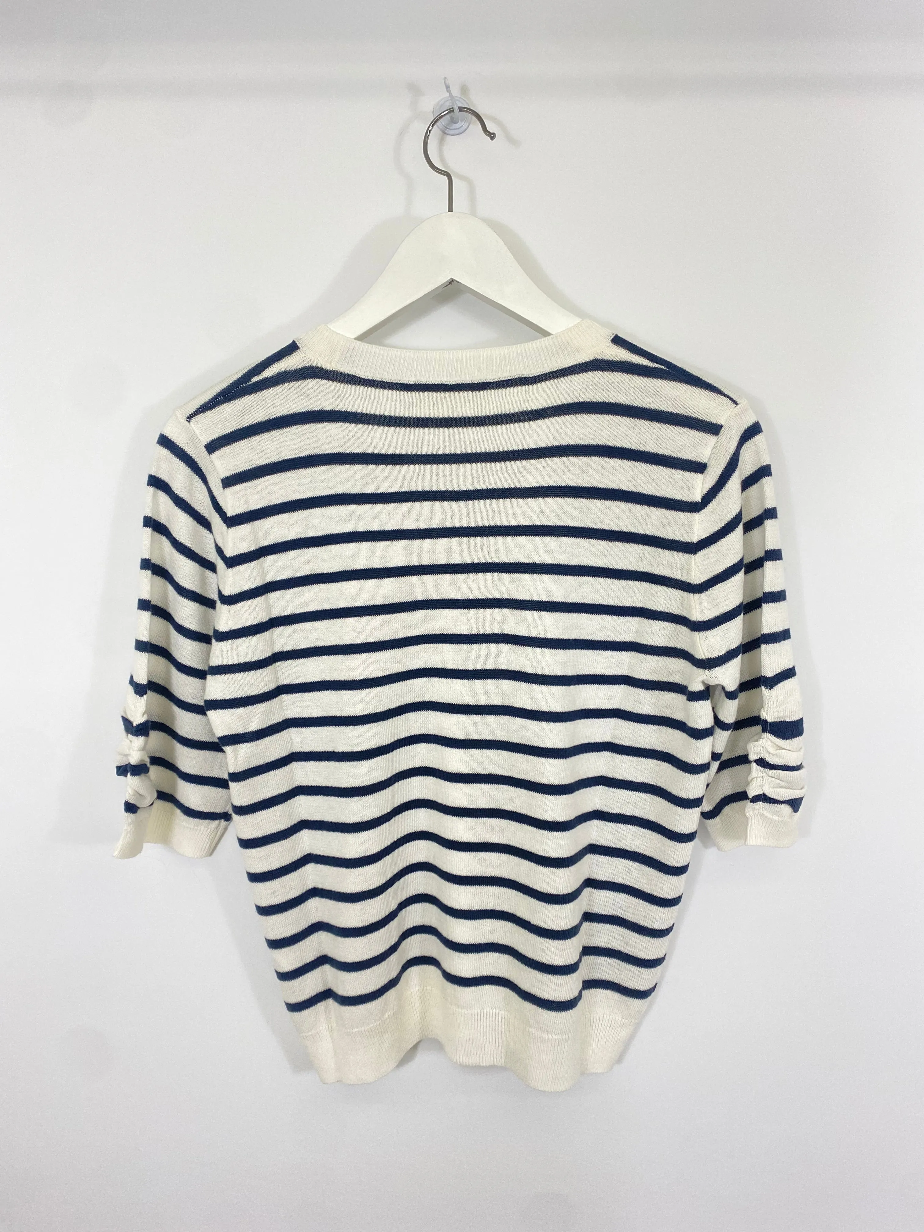 GATHERED SLEEVE SHORT SLEEVE SWEATER - FRAME