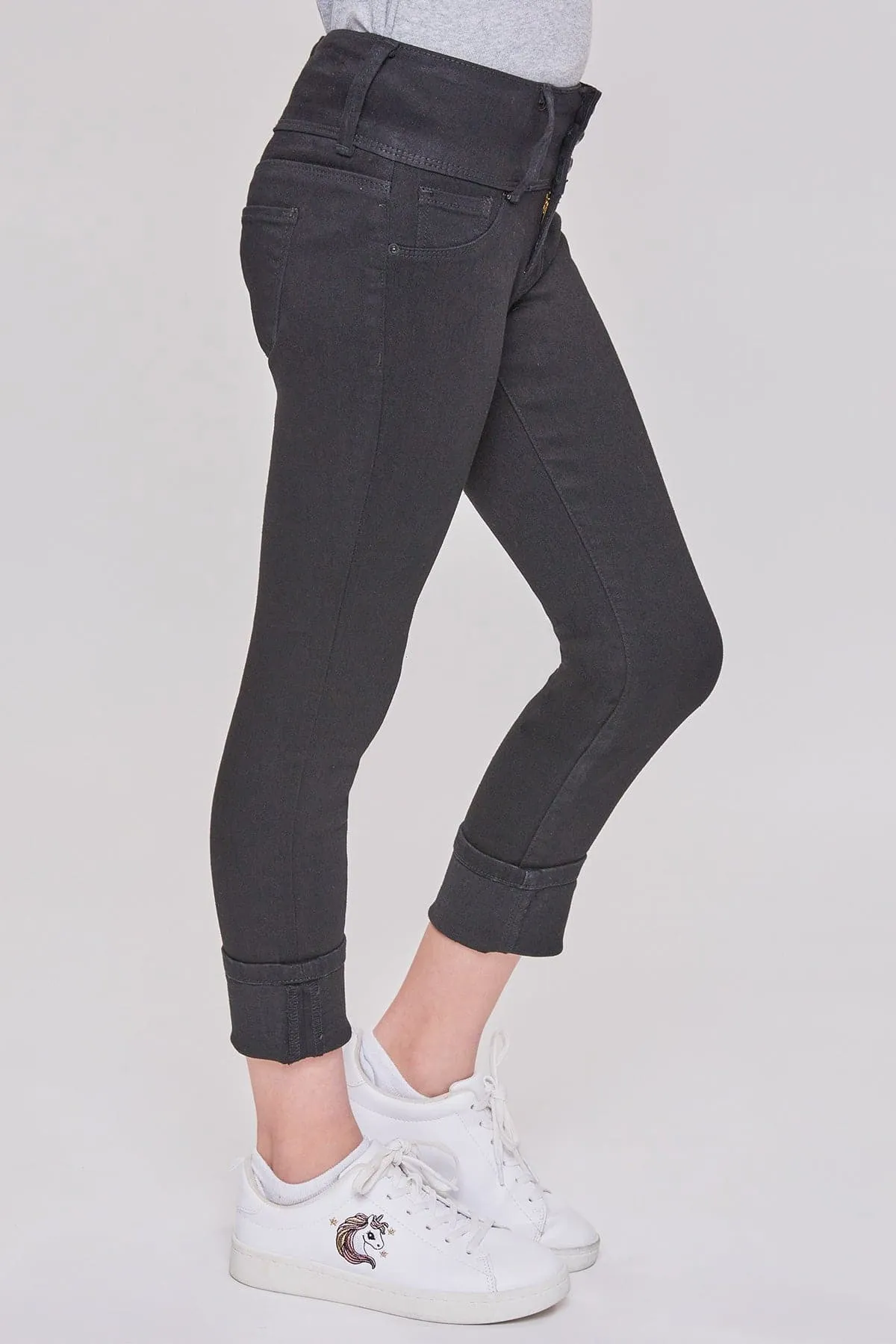 Girls Essential 3 Button Wide Cuff Skinny Jeans