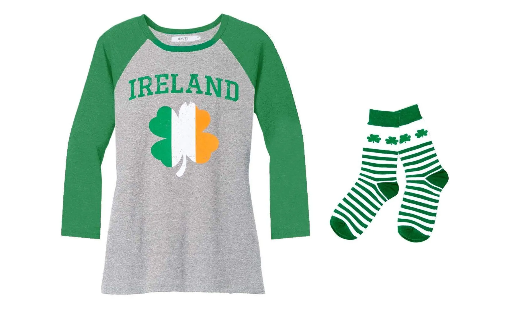 Haute Edition Women's St. Patrick's Day Tops With Matching Socks