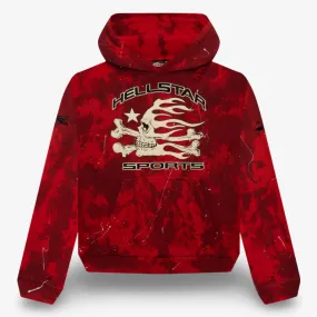 Hellstar Sports Pullover Hoodie 'Skull' Red Tye-Dye SS24