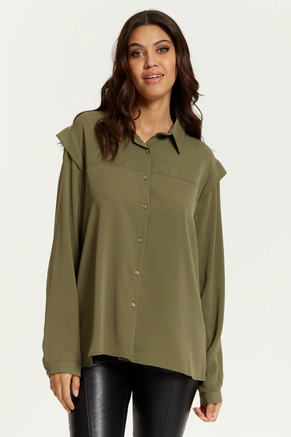 Hoxton Gal Oversized Shoulder Detailed Long Sleeves Shirt