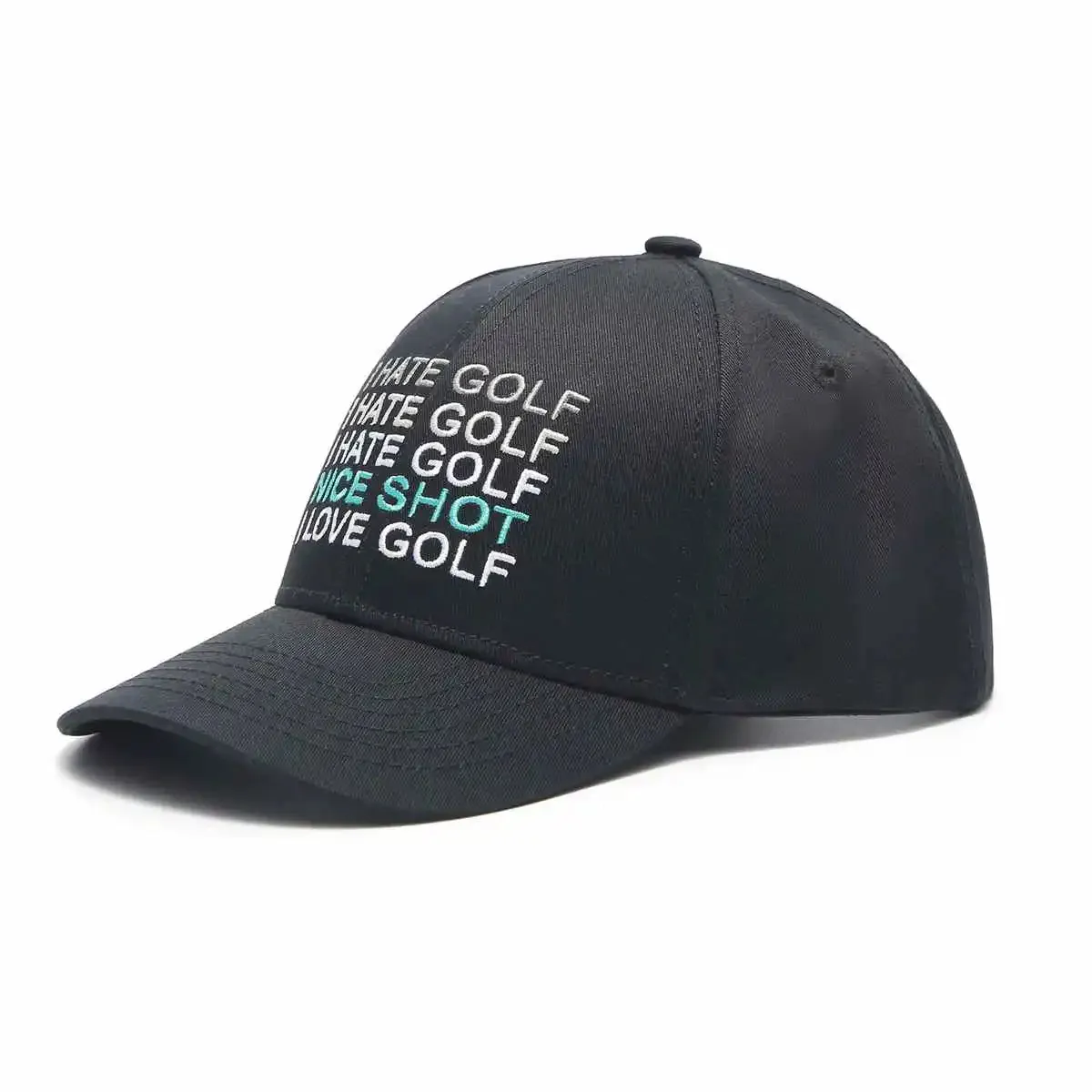 I Hate Golf Black SnapBack Golf Hat - Curved Brim