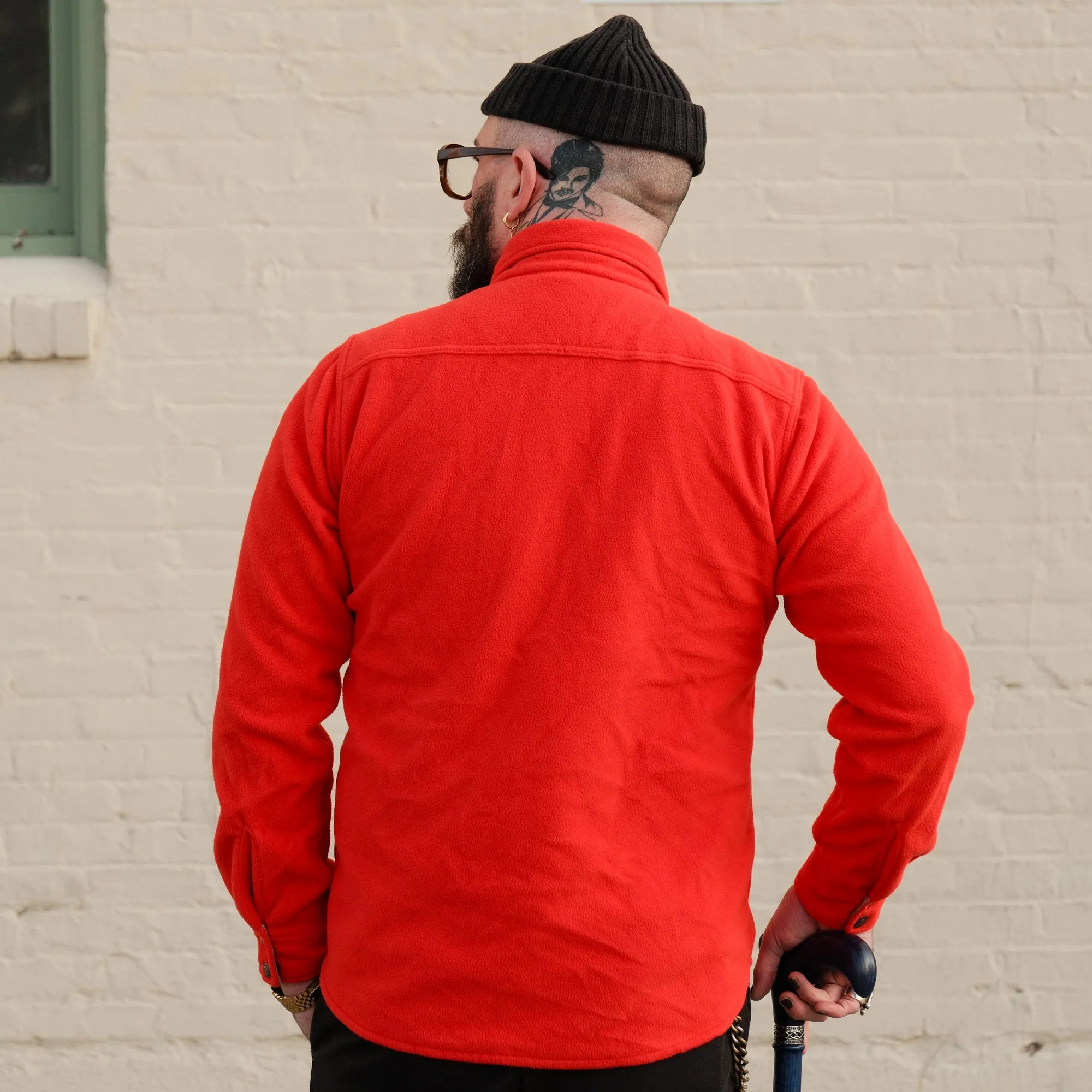 Iron Heart IHSH-287-RED Red Micro Fleece CPO Shirt - Final Sale