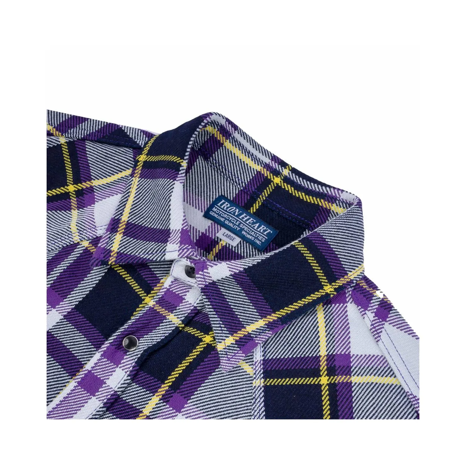 Iron Heart IHSH-390-PUR 9oz Selvedge American Check Western Shirt Purple