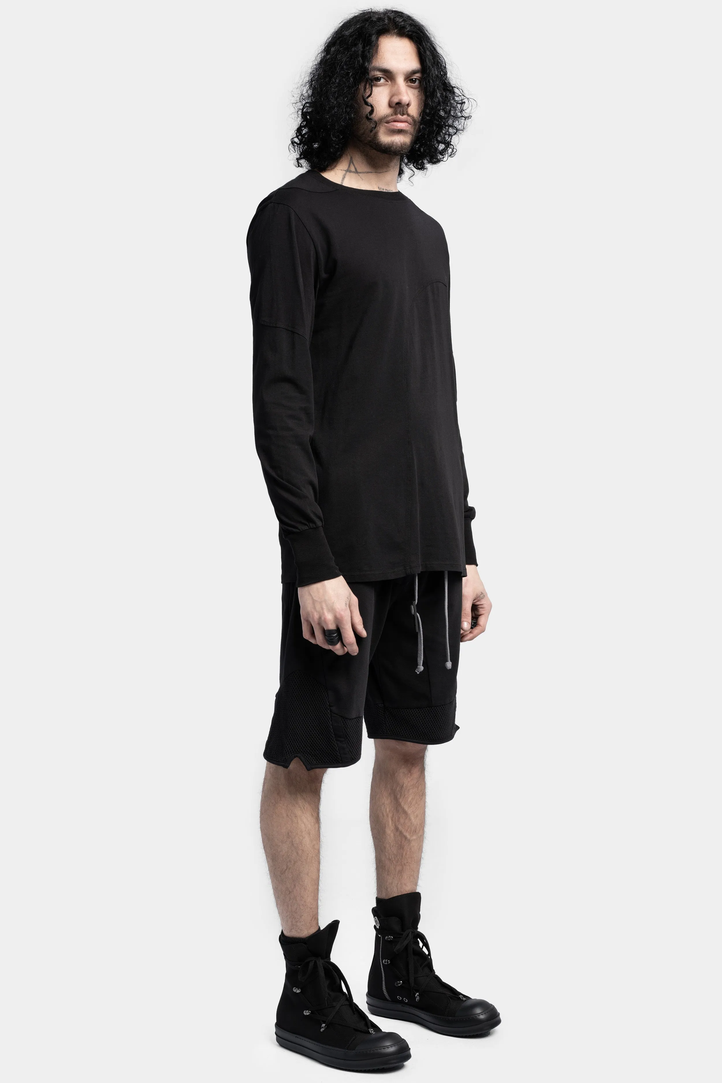 Long Sleeve Cotton Tee, Black