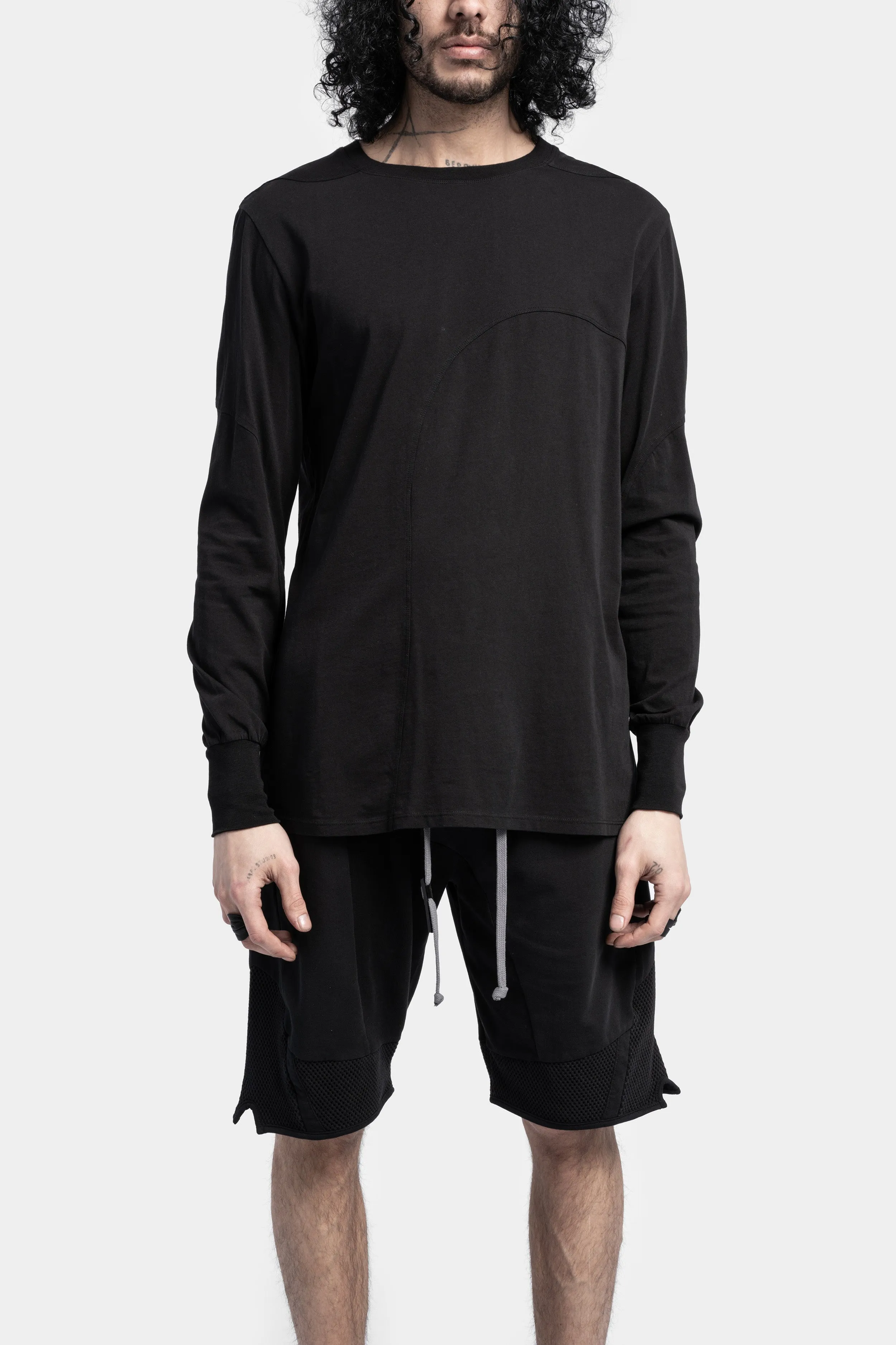 Long Sleeve Cotton Tee, Black