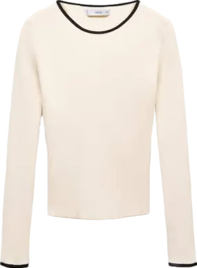 MANGO Cream Contrast Trim Sweater BNWT UK M