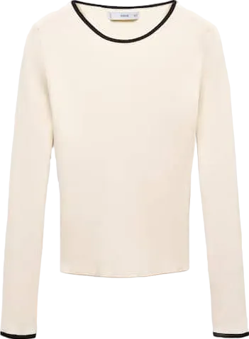 MANGO Cream Contrast Trim Sweater BNWT UK M