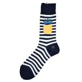 Marcomonde - Striped Pineapple Cotton Socks - Navy