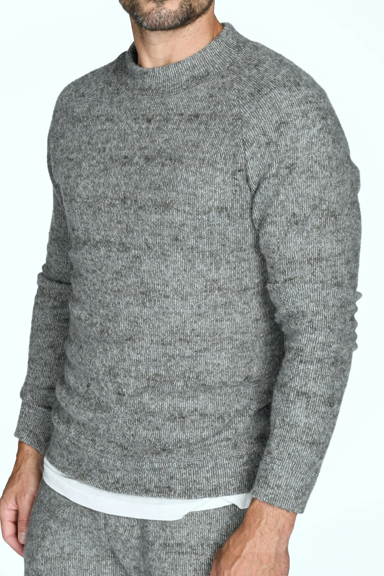 Men's Soft Knit Melange Wide Neck Pullover Sweater