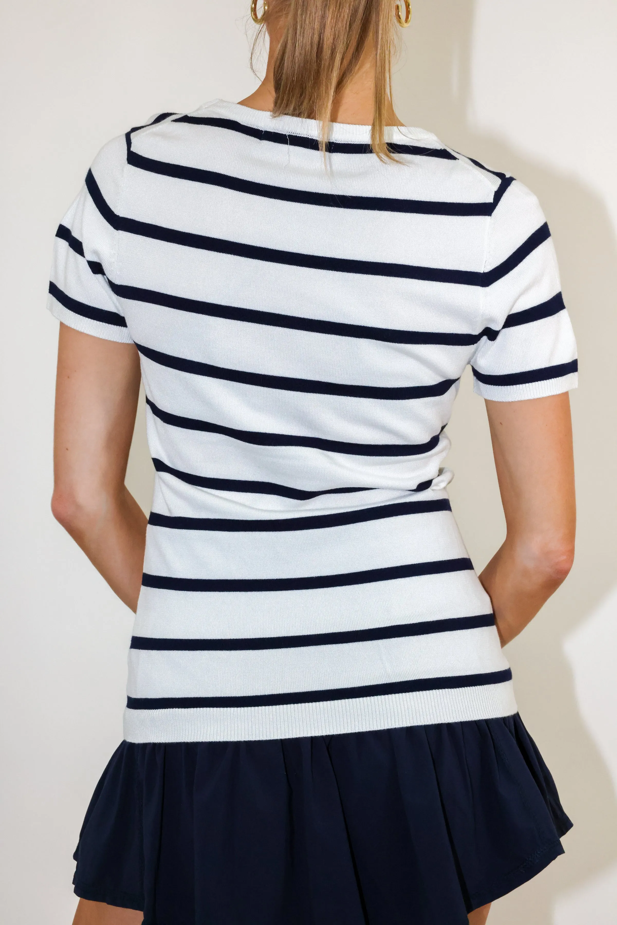 Olivia Short Sleeve Striped Crew Neck Sweater