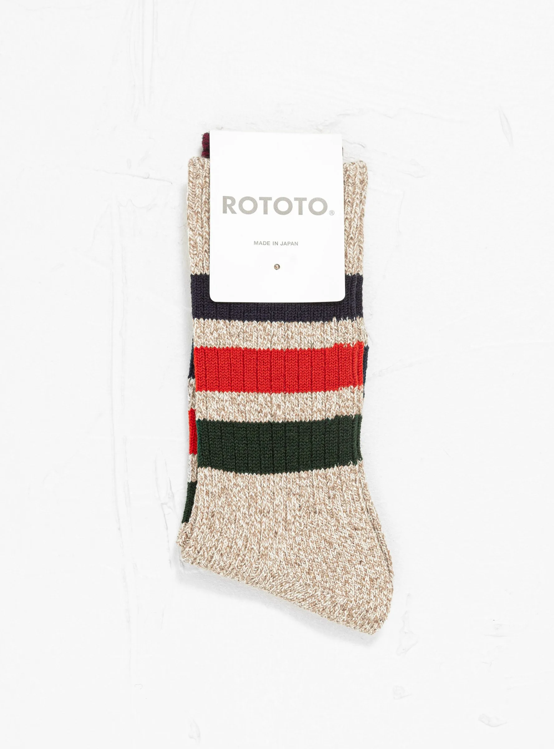 Park Stripe Crew Socks Beige