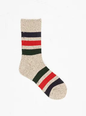 Park Stripe Crew Socks Beige