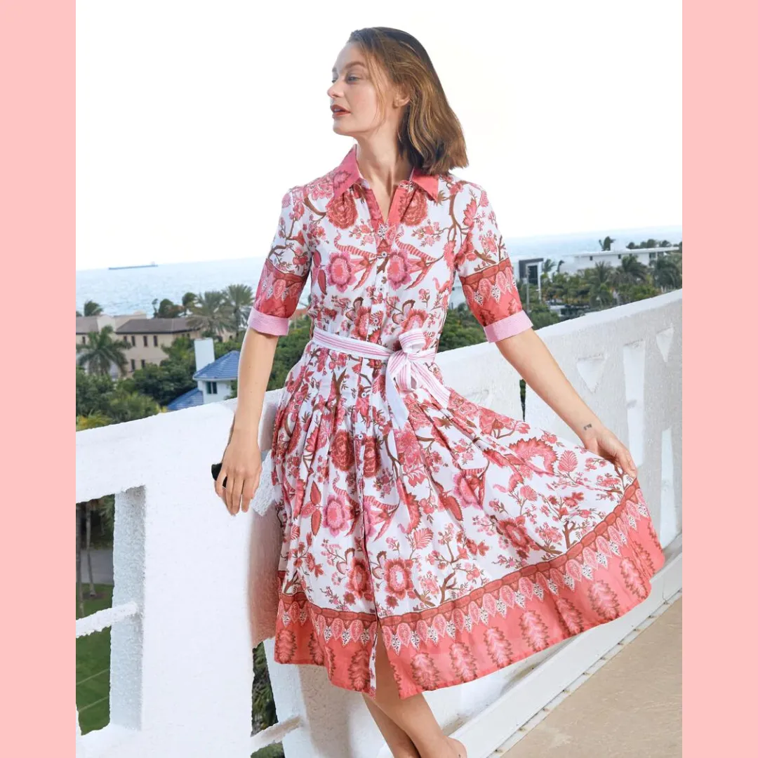 Pink Border Print Dress