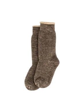 Rototo Double Face Crew Socks Dark Brown / Brown