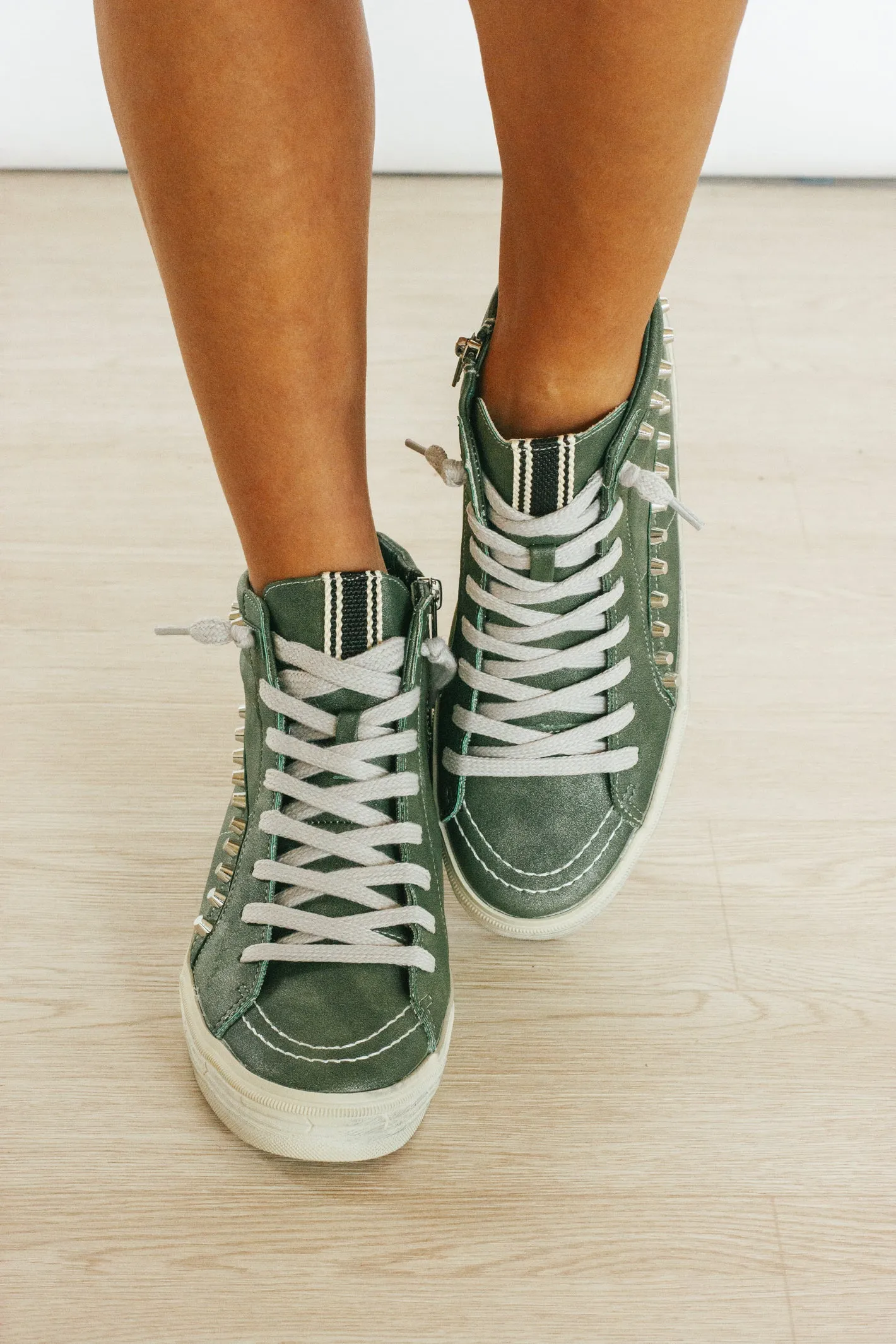 Roxie Olive Studded Sneaker