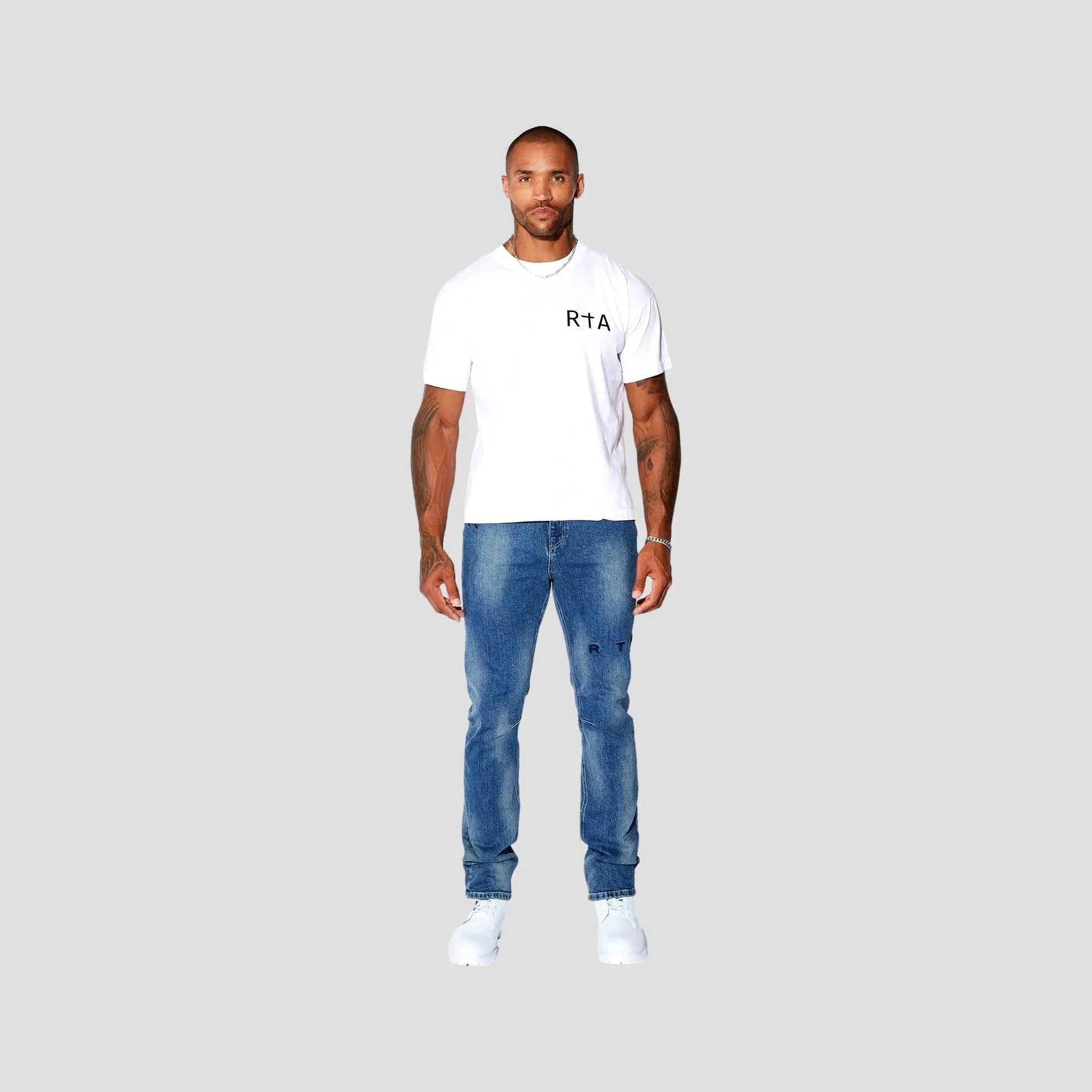 RTA SLIM FIT MEDIUM BLUE LOGO JEANS