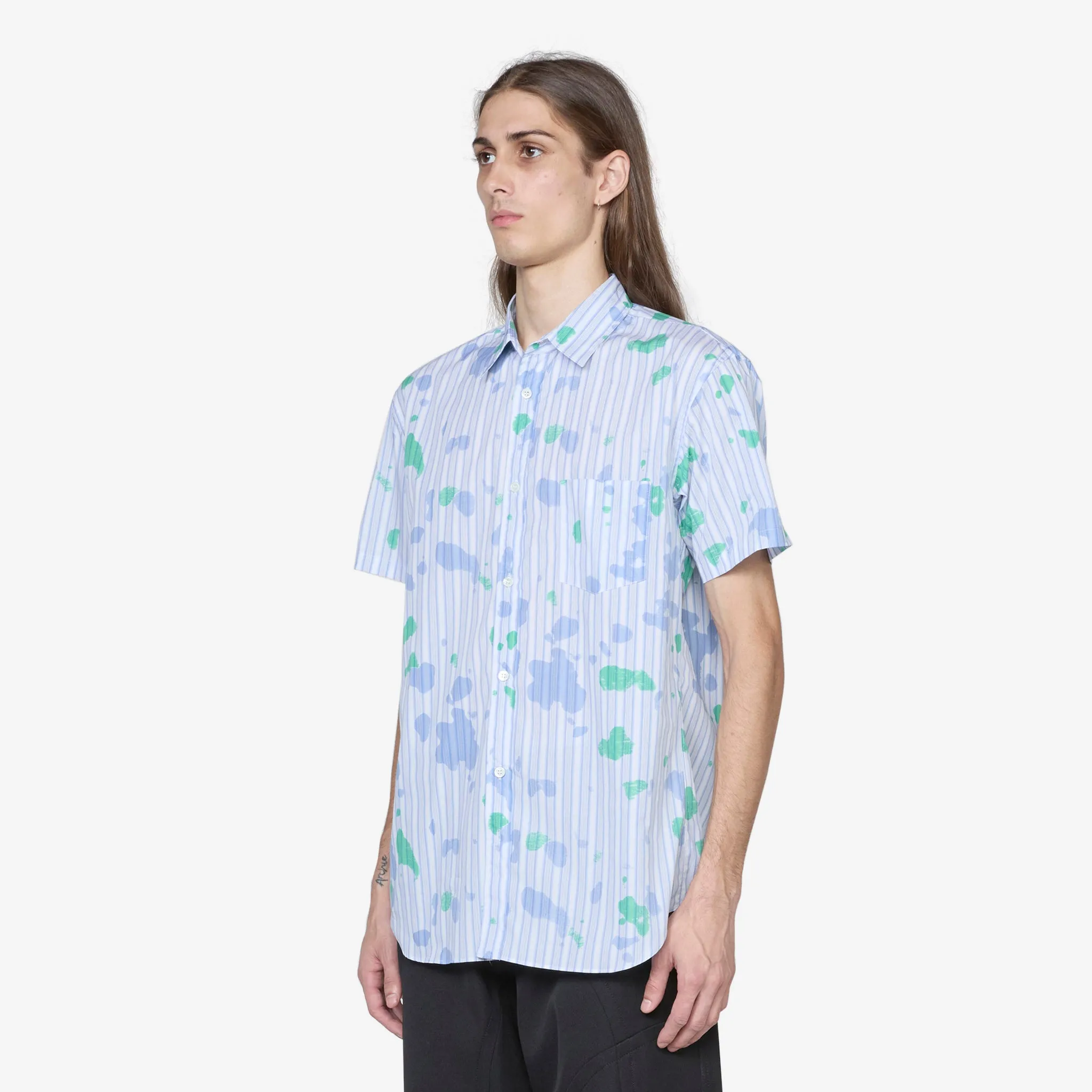 Short Sleeve Spray Paint Shirt Stripe