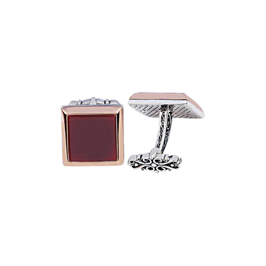 Silver Agate Stone Square Cufflink