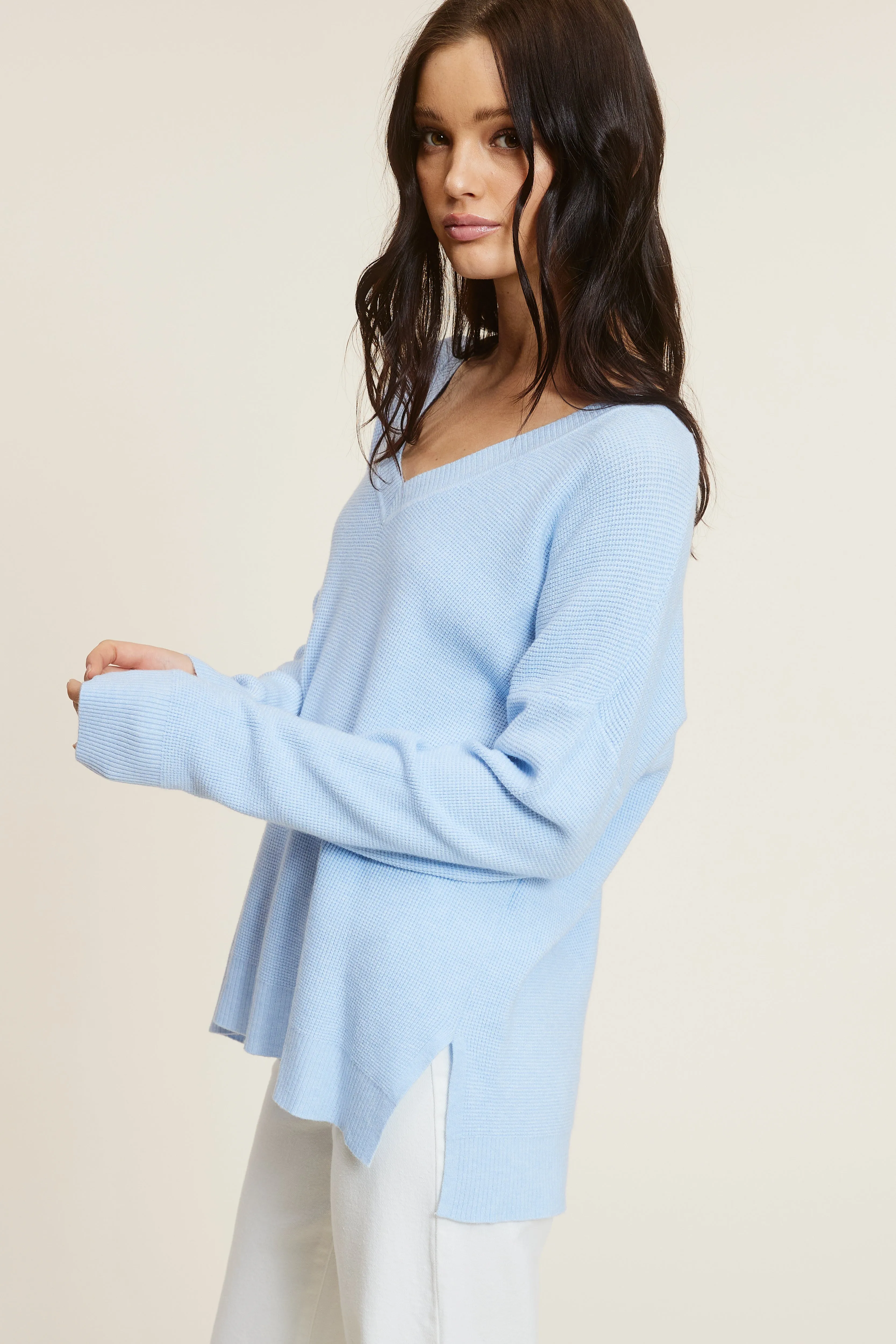 Sky Blue V-Neck Sweater