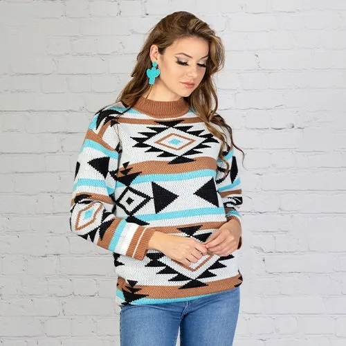 S,L,XL, 2X, 3X : WARM TRIBAL SWEATER