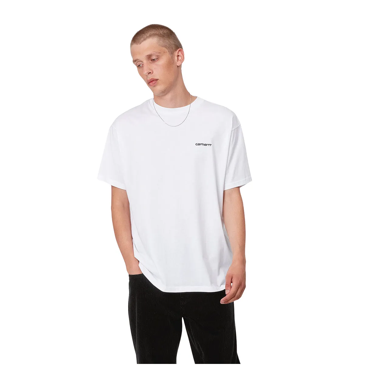 T-shirt Carhartt WIP  S/S Script Embroidery Bianco