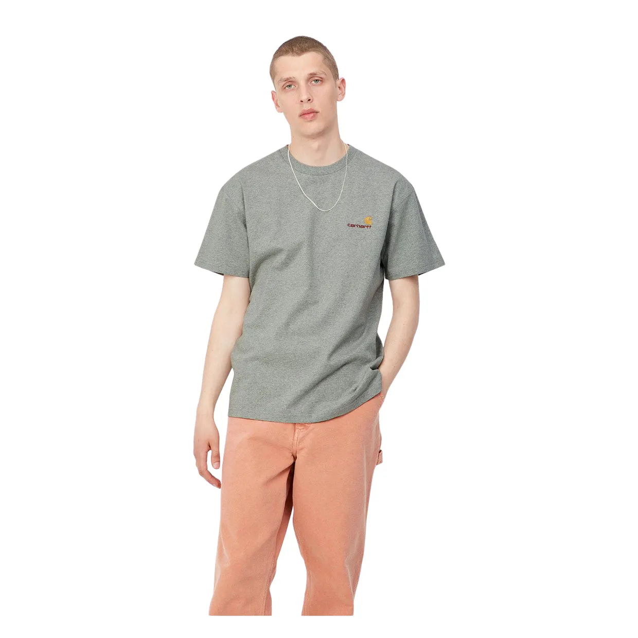 T-shirt Uomo Carhartt WIP S/S American Script Grigio