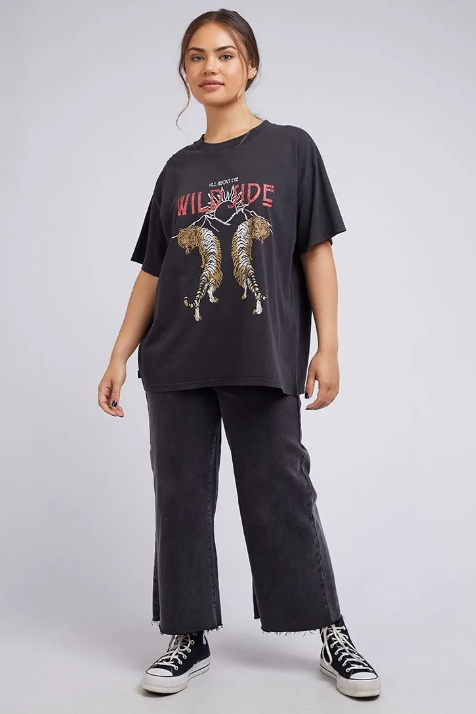 Wild Side Tiger SS Washed Black Tee