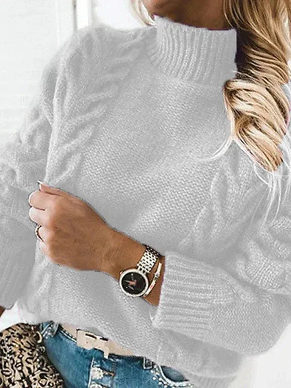 Women's Chunky Knit Turtleneck Pullover Sweater