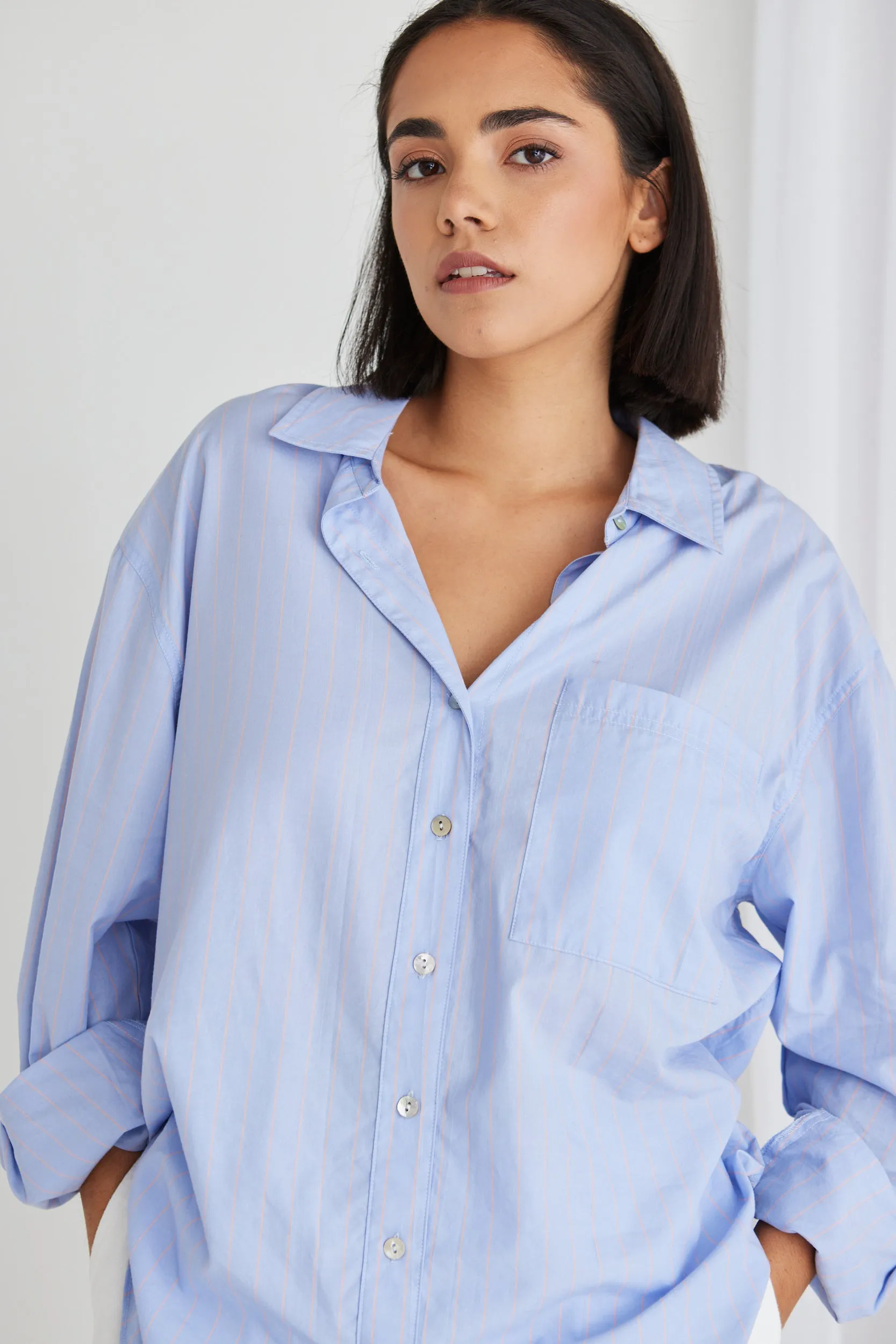 You Got This Lilac Melon Stripe Oversized Shirt